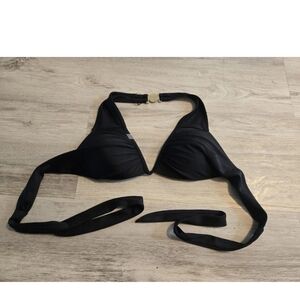 Victoria’s Secret Bikini Top Sz S/P Black Tie Back Halter Padded